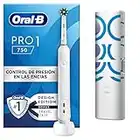 Oral-B Pro 1 750 Cepillo de Dientes Eléctrico con Mango Recargable, Cabezal y Estuche De Viaje, Diseñado Por Braun - Blanco