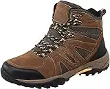 LUSWIN Men's Hiking Boots Waterproof High Rise Walking Boots Non Slip Trekking Trail Shoes Brown 9.5