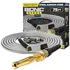 Bionic Steel PRO Garden Hose - 304 Stainless Steel Metal 75 Foot Garden Hose – Heavy Duty Garden Hose Lightweight, Kink-Free, Stronger Than Ever with Brass Fittings and On/Off Valve – 2021 Model