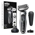 Braun Series 7 Afeitadora Eléctrica Hombre,Máquina de Afeitar Barba con Accesorio de Recortadora de Precisión,Base de Carga,360° Flex,uso en Seco y en Mojado,Recargable,Inalámbrica,71-S4200cs,Plata