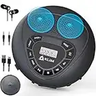 KLIM Speaker + Lettore CD Portatile Con Altoparlanti + NUOVO 2023 + Batteria Ricaricabile + Lettore CD Stereo con Auricolari Inclusi + CD Player + microSD + AUX + Ideale per l'auto