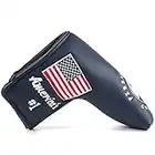 FLTRADE Golf Putter Club Head Cover Headcover Pebble Beach America's US Flag Embroidered Blade for All Brands Scotty Cameron Ping Taylormade Odyssey Cobra Ping Mizuno,Red,Navy blue or white