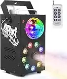 Smoke Machine, UKing 700W Fog Machine 9 LED Lights with Disco Ball, Multi-Function Remote Control with Strobe, Auto, Single color, Smoke Mode for Party Christmas Halloween DJ Stage Effect