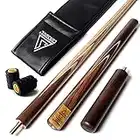 CUESOUL 57" Handcraft 3/4 Jointed Snooker Cue with Extension/Joint Protector Packed in Leatherette Cue Bag D306