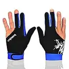 MIFULGOO Man Woman Elastic 3 Fingers Gloves for Billiard Shooters Carom Pool Snooker Cue Sport - Wear on The Right or Left Hand (Black Blue, M)