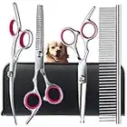 TINMARDA Professional Dog Grooming Scissors Kit with Safety Round Tips, Sharp and Durable Titanium Coated Pet Grooming Shears for Dog Cat