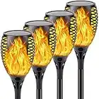 QINOL 4-Pack Solar Lights Outdoor (Higher & Larger Size) Solar Torches with Flickering Flame Waterproof Landscape Solar Torch Lights for Pathway Garden Yard- Dusk to Dawn Auto On/Off