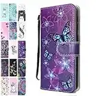 Ancase Custodia Portafoglio per Apple iPhone XR Flip Cover in Pelle a Libro 3D Modello Wallet Case Porta Carte per Donna Ragazza Uomo - Farfalla Viola