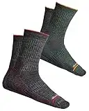 vitsocks Calcetines Trekking LANA MERINO Hombre, Antiampollas Invierno Transpirables, 2x pack: verde gris, 43-46