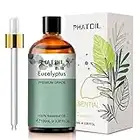 PHATOIL Eucalyptus Essential Oil 100ML, Pure Premium Grade Eucalyptus Essential Oils for Diffuser, Humidifier, Aromatherapy, Bath, Candle Making