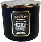 White Barn Candle Company Bath and Body Works 3-Wick Scented Candle w/Essential Oils - 14.5 oz - Mahogany Teakwood (High Intensity - Black)