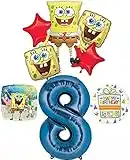 Spongebob's 8th Birthday Party Supplies and Balloon Bouquet Decorations
