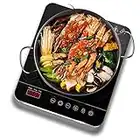 Aobosi Single Induction Hob,Portable Induction Cooker,Fashion Black Crystal Glass Panel,LCD Sensor Touch, 10 Temperatures and Power Levels(200 W to 2000 W) Settings,3-hour Timer,Safety Lock