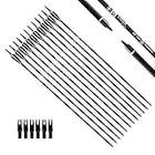 Tiger Archery 30Inch Carbon Arrow Practice Hunting Arrows with Removable Tips for Compound & Recurve Bow(Pack of 12) (Black White)