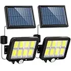 Solar Security Lights, 160 LED Ultra Bright Waterproof Solar Motion Sensor Lights, 3 Lighting Mode Solar Powered Lights Outdoor with 5m/16.4 ft Cord for Outside Garden Shed Door Wall Yard (2 Pack)