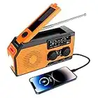 Kurbelradio Weltempfänger 6 Lademodi AM/FM/WB Solar Radio, Notfallradio, mit 5000mAh Mobiler Ladeleistung/SOS Alarm/Taschenlampe Und Leselichtfunktion, Dynamo Radio für Camping, Outdoor, Notfall