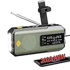 (2023 Newest) iRonsnow Solar Emergency Wind Up Radio, Portable Hand Crank AM/FM Radio with SOS Alarm LED Torch, 2000mAh Rechargeable Power Bank USB Phone Charger Flashlight for Camping (IR102 Green)