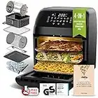 Stillstern Heißluftfritteuse 12L mit LED-Touchscreen, XXL Rezeptbuch auf Deutsch, 12 Programme, Vorheizen&Warmhalten, 1800W Heissluftfritteuse Air Fryer XXL ohne Öl Dörren Minibackofen Camping Grill