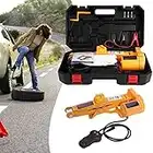 Cric Electrique à Ciseaux DC 12V 2T, Cric de Levage Voiture Cric Ciseaux avec Contrôleur Ascenseurs de Voiture avec Clé à Chocs et Gonfleur Cric de Plancher de Voiture Boîte à Outils 12-35 cm