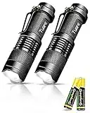 tuare 2 Pack Small LED Torches with AA Battery, 300 Lumens Super Bright Mini Torches LED with Storage Box, 3 Modes, Adjustable Focus, Mini Torch for Camping, Hiking, Gift for Men