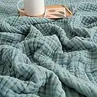 EMME Muslin Throw Blanket 100% Cotton Throw Blankets for Couch 4-Layer Breathable Gauze Blanket All Season Soft and Lightweight Pre-Washed Cotton Blanket (Teal, 55"x75")