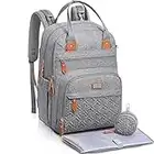 WELAVILA Mochila de pañales, Bolsas unisex para bebés con cambiador, bolsillos aislados y soporte para chupete, Mochila de viaje multifuncional grande mamá y papá (Gris)