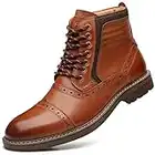 Arkbird Mens Chelsea Boots, Stylish and Comfort Leather Chukka Ankle Boots with Zipper (Brown)