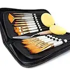 Artify 15 pcs Paint Brush Set for Acrylic Oil Watercolor Gouache Painting Includes Pop-up Carrying Case with Palette Knife and 2 Sponges, Pearl White