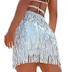 Breevo Space Girl Costume Women Belly Dancing Skirt Cowgirl Outfit Sequined Silver
