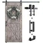 SMARTSTANDARD 6.6FT Sliding Barn Door Hardware Whole Kit (Include 6.6ft Track Kit & Pull Handle Set & Floor Guide), Smoothly and Quietly, Easy to Install, Fit 36"-40" Wide Door Panel (J Shape)