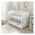 Baby Delux Babybett 120x60 Kinderbett umbaubar Juniorbett Weiß Teddy Wippe Motiv Schublade Matratze