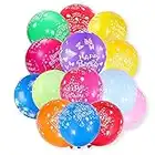 100 Pcs 12 Inch Printed "HAPPY BIRTHDAY" Colorful Latex Balloons, Assorted Colors Happy Birthday Balloon for Birthday Party Supplies Baby Shower Decorations