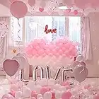 Valentines Day Balloons, CAKKA 315PCS Pink Heart Balloons with Rose Petals, Love Foil Balloon, I Love You Tail Balloon for Valentine’s Day Mother Day Anniversary Proposal Party Favor Decoration Decor