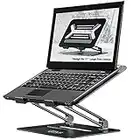 Urmust Laptop Stand, Aluminum Computer Stand with Heat-Vent, Adjustable Multi-Angle Notebook Stand Compatible for MacBook Air, Pro, Lenovo All Laptops 11-17inches(Black)