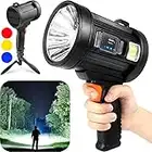 Victoper Spotlight, 200000 Lumens Bright High Lumen Solar Handheld Spot Light, 12000 mAh Rechargeable LED Spotlight Flashlight, 3+3 Modes 4 Colors Waterproof Spotlight for Camping, Boating, Hunting