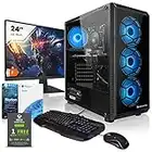 Megaport Pack Gaming PC AMD Ryzen 5 5600 • 24" Full-HD • Teclado y ratón Gaming • GeForce GTX1660 6GB • Windows 11 • 16GB DDR4 • 2TB HDD • 250GB M.2 SSD • PC Gamer • Ordenador de sobremesa