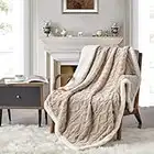 KASYLAN Sherpa Fleece Blankets Flannel Throw for Couch Sofa Throw Size -50x60 Inches Beige, Thick Cozy Warm Soft Blanket for Bed, Sofa, Camping Travel Throw