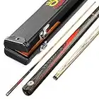 O'MIN 3/4 Jointed Snooker Cue 57 inch Handcraft with Joint Protector Packed in Leather Cue Box