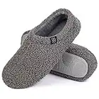 HomeTop Women's Fuzzy Curly Fur Memory Foam Loafer Slippers with Polar Fleece Lining (7-8 M, Gray)