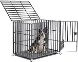 BingoPaw Gabbia per Cani Grande in Metallo Struttura Pesante, Kennel per Cani Taglia Grande con Ruote Anti-morso Indistruttibile Recinto per Cani da Interno Con 2 Serrature Antifuga 95x57x 81cm