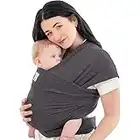 KeaBabies Baby Wrap Carrier - All in 1 Original Breathable Baby Sling, Lightweight,Hands Free Baby Carrier Sling, Baby Carrier Wrap, Baby Carriers for Newborn, Infant, Baby Wraps Carrier, Baby Slings (Mystic Gray)