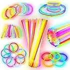 Bâtons lumineux, pack de 100 bâtons lumineux de 8 pouces avec connecteurs pour boules de bracelets, jouets lumineux pour fournitures de fête Glow (couleurs mélangées)