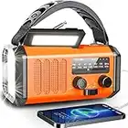 10000mAh Kurbelradio mit Handyladefunktion Solar, AM/FM Tragbar Notfallradio mit Wiederaufladbar Powerbank Solar Radio Dynamo mit Taschenlampe Leselampe SOS Alarm Kompass für Camping, Ourdoor