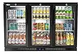 KoolMore - BC-3DSW-BK 3 Door Back Bar Cooler Counter Height Glass Door Refrigerator with LED Lighting - 11 cu.ft, Black