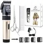 Dog Clippers Cat Shaver, Professional Hair Grooming Electric Clipper Detachable Blades Cordless Rechargeable, Pet Clipper for Thick Coats Long haired Dog Cat, Quiet Animal Clippers and Trimmer (Gold)