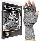 Vital Salveo-Fingerless Compression Arthritis Gloves with Non-Slip for Pain Relief-Rheumatoid, Osteoarthritis Carpal Tunnel Aches (Pair)-Light Grey-S/M