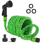 Garden Hose Pipe Expandable Garden Hose with 3/4", 1/2" Fittings, Anti-Leakage - Flexible Expanding Hose with 10 Function Spray Nozzle by Homoze (75FT, Green)