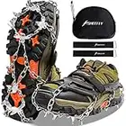 SHEEFLY Crampons Ice Cleats Traction,19 Spikes Snow Grips Ice Grippers Traction Anti-Slip Stainless Steel Spikes for Shoes and Boot,Microspikes for Running,Hiking,Climbing,Fishing,Running