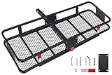 KAIZONPOT 60 X 20 X 6 Inches Hitch Rack Cargo Carrier 500lb Capacity Hitch Mount Folding Cargo Basket Cargo Racks for Trailer Hitch Cargo Trailer