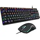 THE G-LAB Combo Carbon RGB Gaming Tastatur Mouse Pack – Mechanische Gaming-Tastatur mit LED-Hintergrundbeleuchtung, Blaue Schalter, Deutsch QWERTZ + RGB-Gaming-Maus 6 Tasten 7200DPI